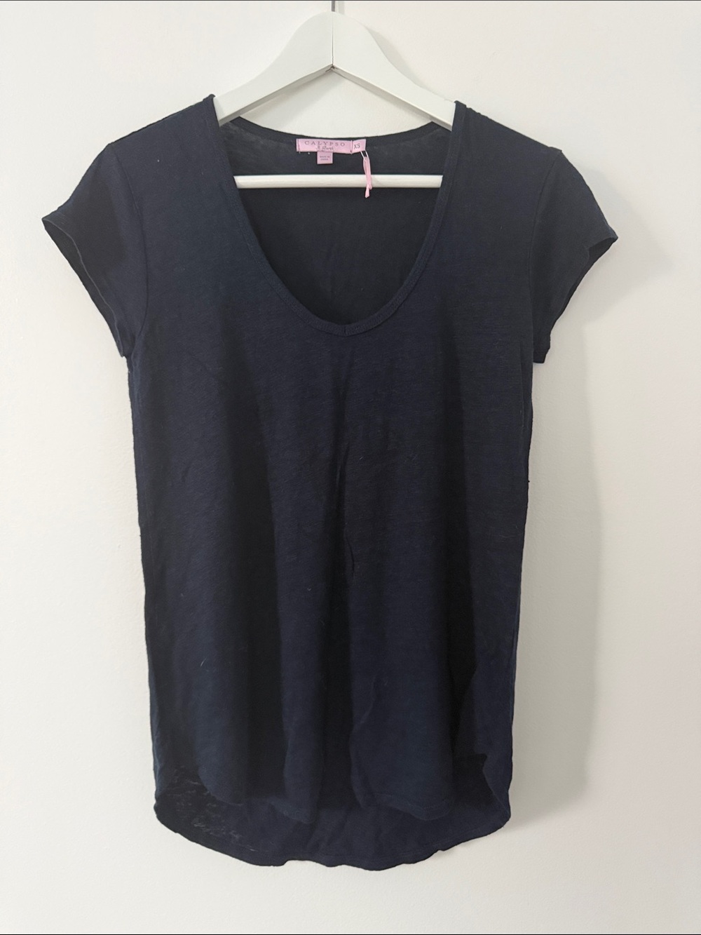 Calypso St. Barth Navy Scoop Neck Short Sleeve Tee